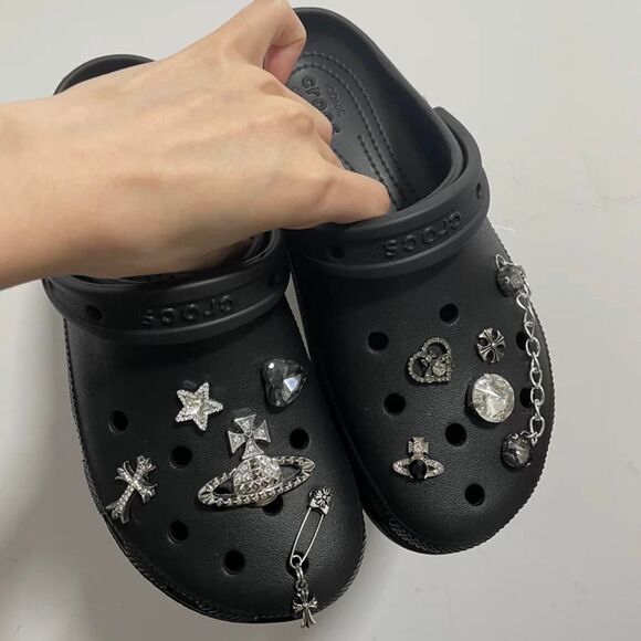 Crocs Charms Set Black and Silver Crocs Accessories - Picture 2 of 3